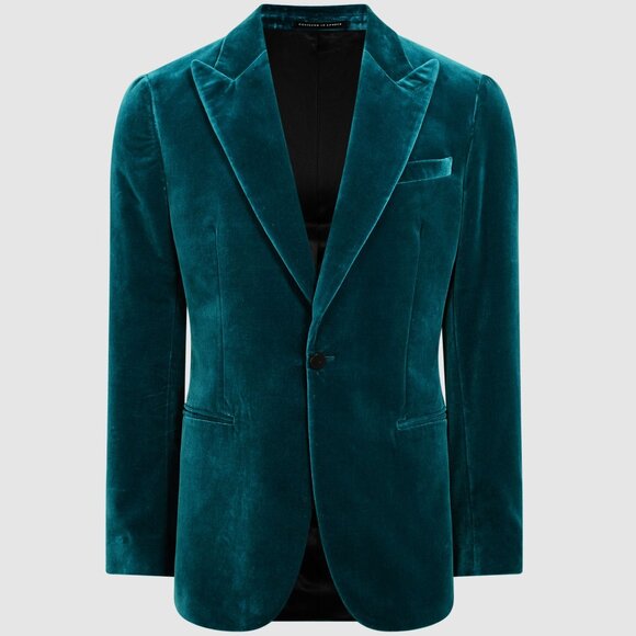 NWT SWING Slim Fit Single Breasted Velvet Blazer in Azure Men's Size 40 - Picture 5 of 6